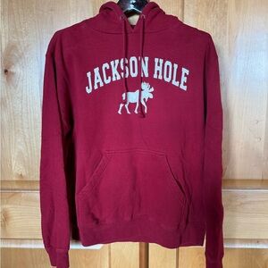 Jackson Hole Wyoming Hoodie. Moose Decal. Size M, Dark Red
